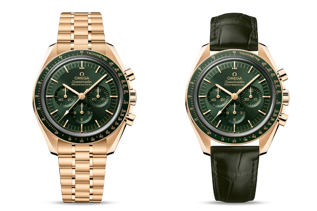 Gold Omega Speedmaster Moonwatch Green Dial References