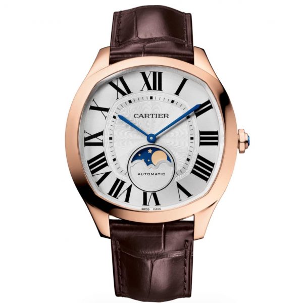 DRIVE DE CARTIER MOON PHASES WATCH PINK GOLD, LEATHER